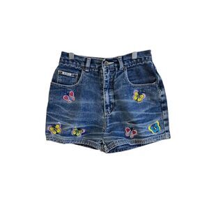 R.V.T Denim Butterfly-Embroidered Shorts  Retro Revival boho hippie